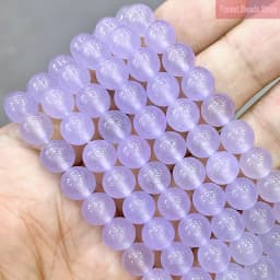 4/6/8/10/12/14MM Smooth Natural Light Purple Chalcedony Round Beads Natural Stone Diy for Jewelry Making Accessories 15" Strand