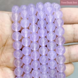 4/6/8/10/12/14MM Smooth Natural Light Purple Chalcedony Round Beads Natural Stone Diy for Jewelry Making Accessories 15" Strand