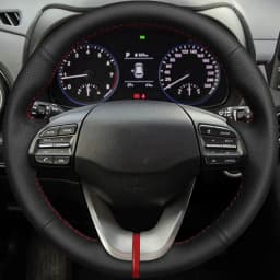 DIY Black Faux Leather Car Accessories Steering Wheel Cover For Hyundai Veloster 2019-2020 I30 2017 2018-2020 Elantra 2019-2020
