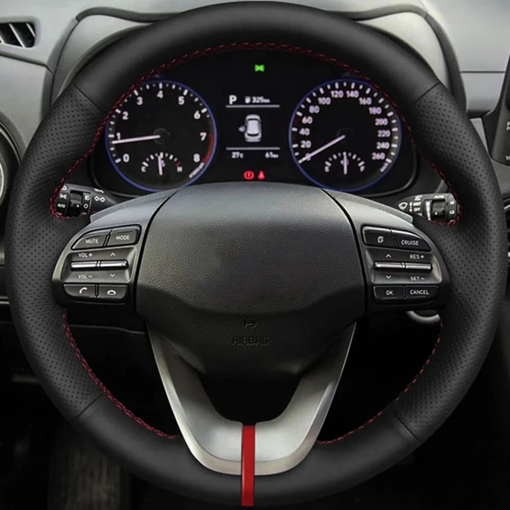 DIY Black Faux Leather Car Accessories Steering Wheel Cover For Hyundai Veloster 2019-2020 I30 2017 2018-2020 Elantra 2019-2020