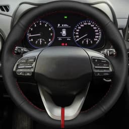 DIY Black Faux Leather Car Accessories Steering Wheel Cover For Hyundai Veloster 2019-2020 I30 2017 2018-2020 Elantra 2019-2020