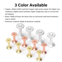 WUTA 10pcs/set Leather Copper Rivets and Burrs,Solid Brass Rivet Aluminum Stud Permanent Tack Fasteners Craft,Belt,Halter,Bridle