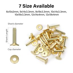 WUTA 10pcs/set Leather Copper Rivets and Burrs,Solid Brass Rivet Aluminum Stud Permanent Tack Fasteners Craft,Belt,Halter,Bridle