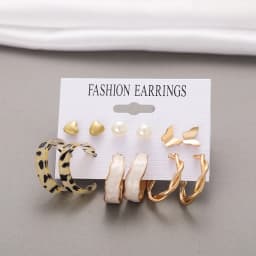 Punk Leopard Acrylic Resin Hoop Earrings Set for Women Trendy Gold Silver Color Butterfly Pearl Circle Earrings Gifts Jewelry