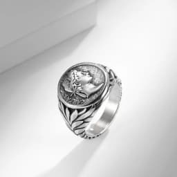 Roman Gaius Julius Caesar Head Rings Vintage Stainless Steel Coin Jules Caesar Ring for Men Male Warrior Jewelry