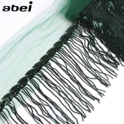 32cm 2yard Shining Mesh Fabric Lace Fringe Sequins Paillette Tassel Ribbon DIY Wedding Party Dance Dress Sewing Accessories