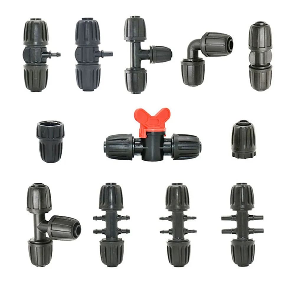 16mm PE Tubing Barb Connectors Tee Elbow End Plug Joints 1/2' X 3/8'' 1/4'' 1/8'' 6.0mm Pipe Reduced Coupling Tap Adapter