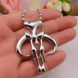 Mandalorian Symbol Necklace Boba Mythosaur Pendant Chain Bounty Hunter Skull Pendants Wars Punk Jewelry Men Gift