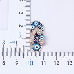 Nidin Mirco Pave CZ Rhinestone Enamel Slipper Pendant For Women Blue Evil Eye Necklace Chain Gold Plated Party Summer Jewelry