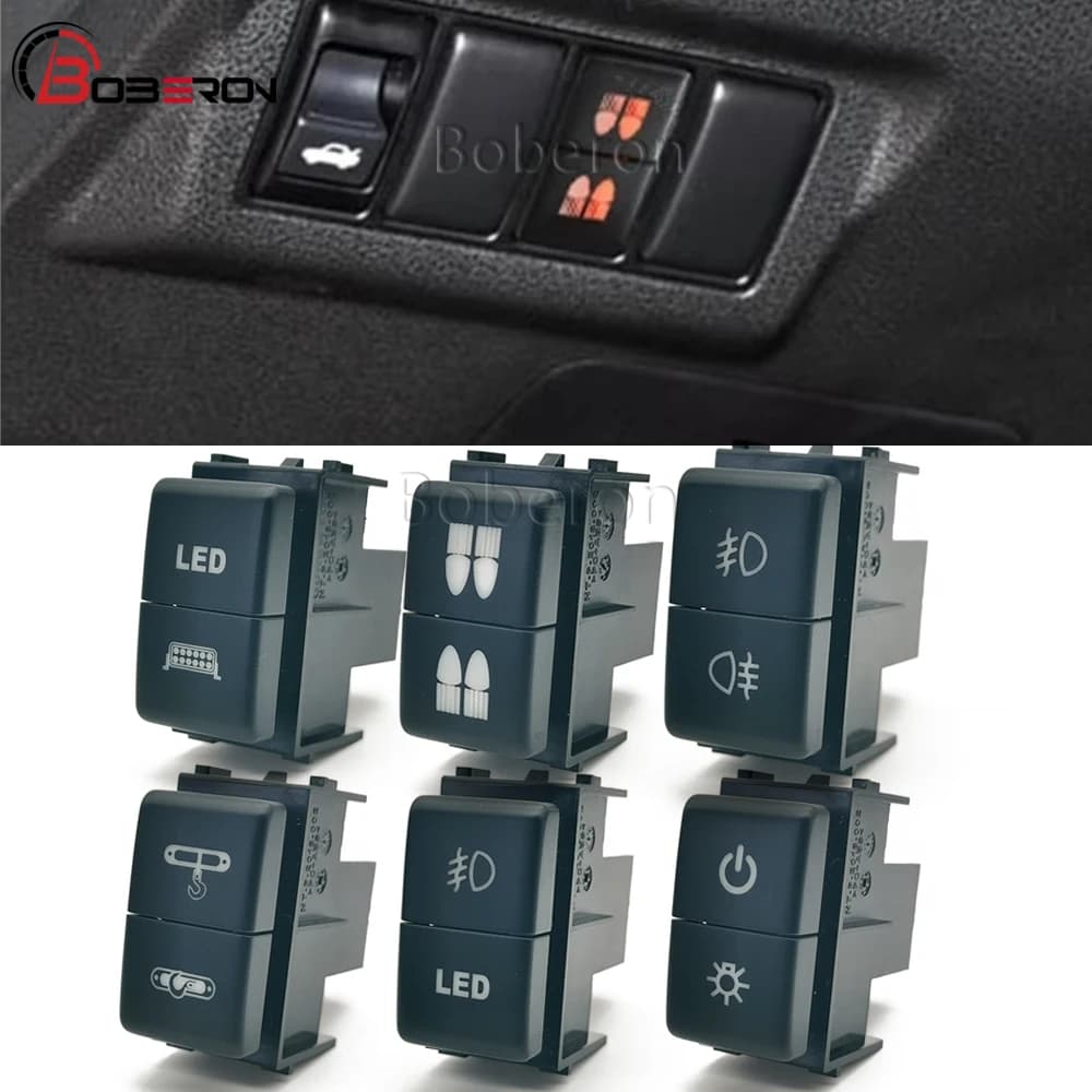 1PC Car LED DRL Dual Key Button Front Fog Lamp Radar Fan Switch Button For Nissan Tiida Qhashqai X-TRAIL Patrol Y62 2008-2014