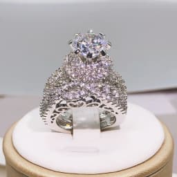 925 Silver Trendy Milangirl White Crystal Round Ring 2 pcs Set For Women Girls Wedding Engagement Party Fashion Jewelry