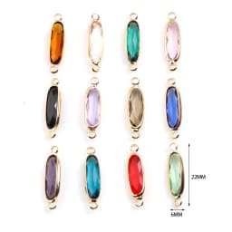 Multicolor Glass Connectors Oval Gold Color Copper Charms DIY Making Necklace Bracelets Women Jewelry Findings,22mm X 6mm,5PCs
