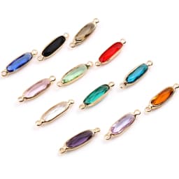 Multicolor Glass Connectors Oval Gold Color Copper Charms DIY Making Necklace Bracelets Women Jewelry Findings,22mm X 6mm,5PCs