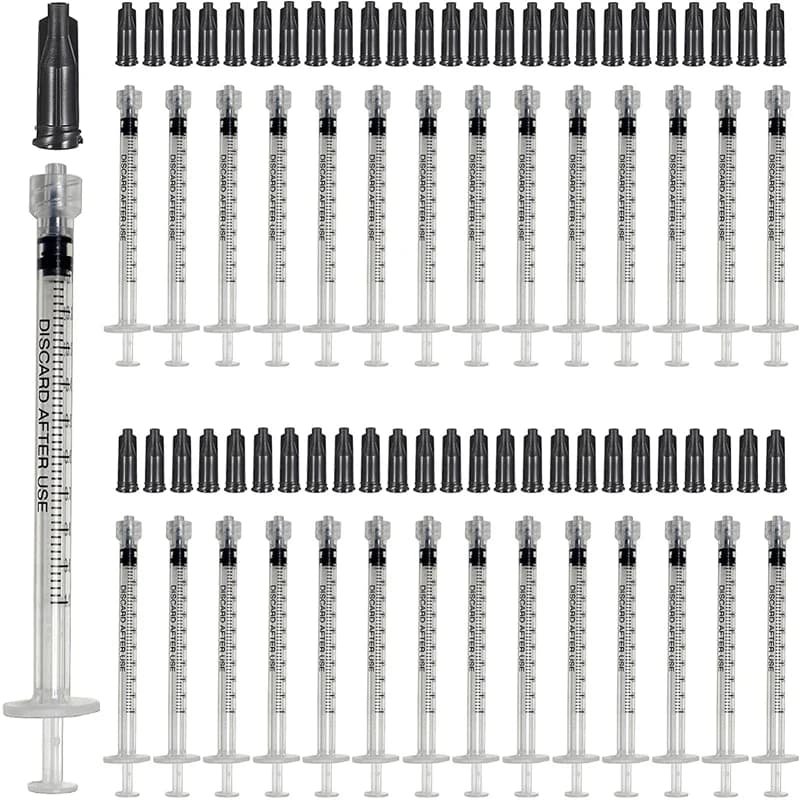 1CC/ML Luer Lock Syringe With Black Cap,Uses for Scientific Lab, Measurement and Dispensing Industrial