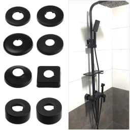 Black Shower Faucet Decorative Cover Chrome Finish Stainless Steel Wall Flange Water Pipe Wall Covers Bathroom Faucet Accessory