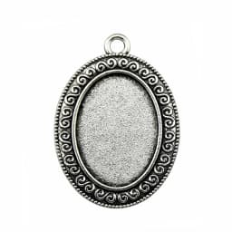 10pcs 18x25mm Inner Size Antique Silver Plated 31 Styles Cameo Cabochon Base Setting Charms Pendant Necklace Findings