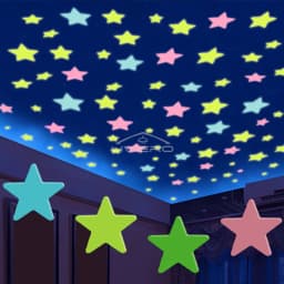 50X Glowing 3D Stars Glow in Dark on Wall Decoration Stickers Kids Baby Room Bedrooms Ceilings Home Fluorescent Pentagram Paper