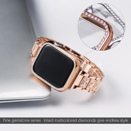 Case+Bling Strap for Apple Watch Band 40mm 44mm 41mm 45mm 38mm 42mm 40 mm Diamond Metal Bracelet iWatch Series 9 8 3 6 se 7 Band