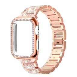 Case+Bling Strap for Apple Watch Band 40mm 44mm 41mm 45mm 38mm 42mm 40 mm Diamond Metal Bracelet iWatch Series 9 8 3 6 se 7 Band