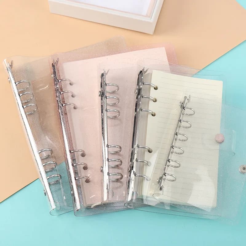 A5 A6 Glitter Transparent Notebook Loose Leaf Notebook Paper Planner Inner Page Ring Binder Stationery Gift Traveler Journal