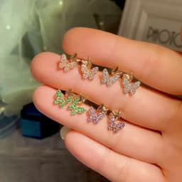 Huitan Aesthetic Pink/Purple/Green/Blue Butterfly Earrings Women Clever Accessories Wedding Dance Party Delicate Fashion Jewelry