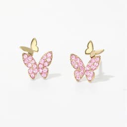 Huitan Aesthetic Pink/Purple/Green/Blue Butterfly Earrings Women Clever Accessories Wedding Dance Party Delicate Fashion Jewelry