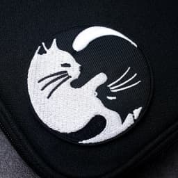Black White Cat Size:7.5x7.6cm Cloth Patch Embroidered Applique Sewing Clothes Apparel Accessories Badges Circular