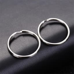 50pcs 12/15/20/25/28/30/32/38mm Silver Color Keyring Stainless Steel Hole Key Ring Key Chain Rhodium Plated Round Split Keychain