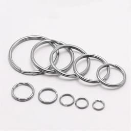 50pcs 12/15/20/25/28/30/32/38mm Silver Color Keyring Stainless Steel Hole Key Ring Key Chain Rhodium Plated Round Split Keychain