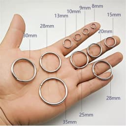 50pcs 12/15/20/25/28/30/32/38mm Silver Color Keyring Stainless Steel Hole Key Ring Key Chain Rhodium Plated Round Split Keychain