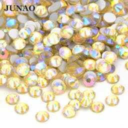 JUNAO 100 Gross Wholesale SS6 8 10 12 16 20 30 AB Glass Rhinestone Bulk Flatback Crystals Round Nail Strass Stone For DIY