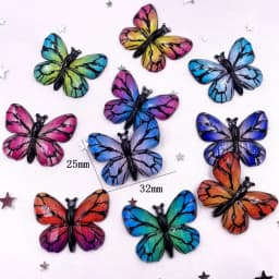 Resin Shiny Colorful Crystal Butterflies Flatback Rhinestone 1 Hole Appliques Ornaments 10pcs Home Figurines decor Crafts