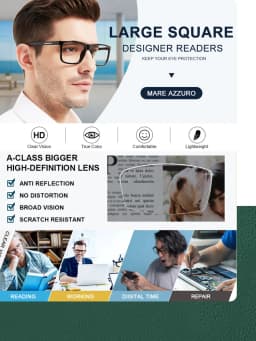 Square Frame Reading Glasses For Men Large Optical Eyeglasses Hyperopia Reading Glasses Eyewear Big Readers +1 +1.5 +2 +2.5 +3