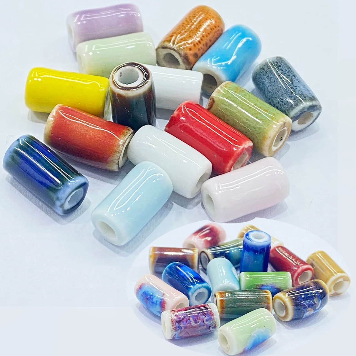 10*5MM Tube Shape Long Cylinder Ceramic Porcelain Spacer Beads For Jewelry Making DIY Column Accessory