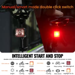 WT06 Smart Bicycle Brake Light Tail RearLight 120 Lumen IP66 Waterproof Headlight and Tail Light Sets 5 Gear Mode USB Charge
