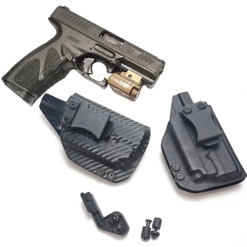Inside Waistband Carbon Fiber Kydex Holster For Taurus TS9 9mm with Olight PL Mini 2 Valkyrie 600 Lumens Flashlight laser Case