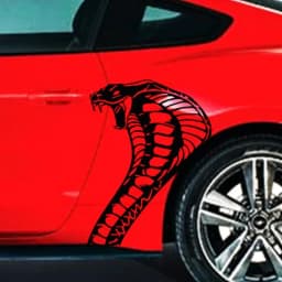 Cobra Snake Head Body Car Decal Vinyl Graphics 20.5x26.25 Inches, Fits Ford Mustang and Shelby, Driver Side, Black