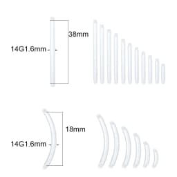 50Pcs/lot 14G Bioplast Straight Bar Parts 6mm-38mm Post Curved Barbell Nipple Tongue Eyebrow Piercings Replacement Accessories
