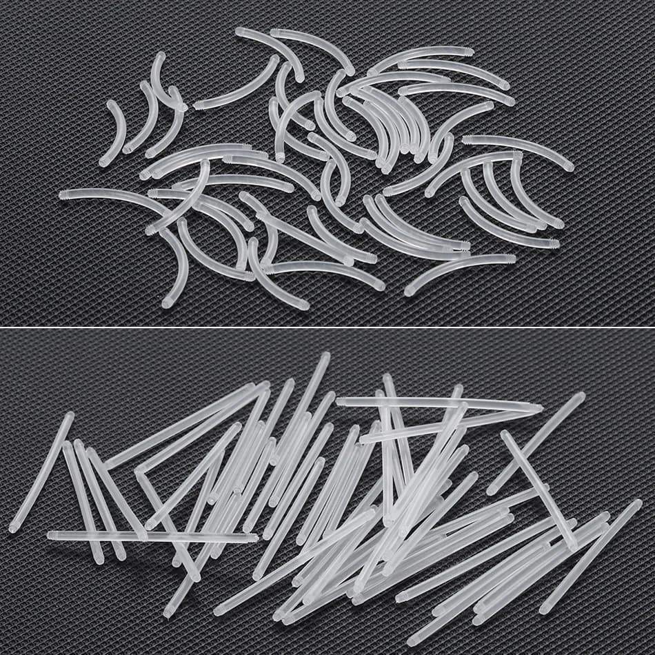 50Pcs/lot 14G Bioplast Straight Bar Parts 6mm-38mm Post Curved Barbell Nipple Tongue Eyebrow Piercings Replacement Accessories