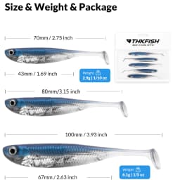THKFISH 5/6pcs Fishing Soft Lures 7cm 8cm 10cm Paddle Tail Artificial Fishing Baits Freshwater Silicone Soft Lures Swimbait