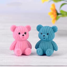 1Pcs Popular Plastic Teddy Bear Miniature Fairy Garden Easter Animal Figurines Party Gift Home Decoration Accessories