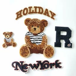One Set Large Embroidery Big Bear Patch Animal Cartoon Patches for Bag Badges Appliques Clothing FD-3032