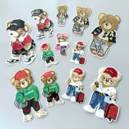 One Set Large Embroidery Big Bear Patch Animal Cartoon Patches for Bag Badges Appliques Clothing FD-3032