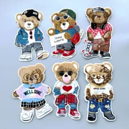 One Set Large Embroidery Big Bear Patch Animal Cartoon Patches for Bag Badges Appliques Clothing FD-3032