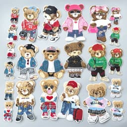 One Set Large Embroidery Big Bear Patch Animal Cartoon Patches for Bag Badges Appliques Clothing FD-3032