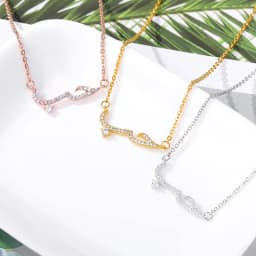 Luxury Shiny Crystal Arabic Love Pendant Necklace For Women Stainless Steel Chain Fashion Vintage Necklace Jewelry Couple Gifts