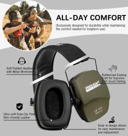 PROHEAR Shooting Ear Protection Safety Earmuffs Noise Reduction Slim Passive Hearing Protector for Huning NRR26dB