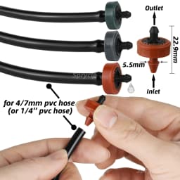 SPRYCLE 200PCS 2L 4L 8L/H Pressure Compensating Drip Irrigation Emitter Dripper Garden Watering 4/7MM 1/4INCH PE Hose Greenhouse