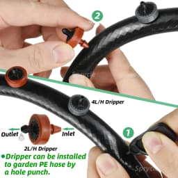 SPRYCLE 200PCS 2L 4L 8L/H Pressure Compensating Drip Irrigation Emitter Dripper Garden Watering 4/7MM 1/4INCH PE Hose Greenhouse