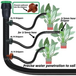 SPRYCLE 200PCS 2L 4L 8L/H Pressure Compensating Drip Irrigation Emitter Dripper Garden Watering 4/7MM 1/4INCH PE Hose Greenhouse